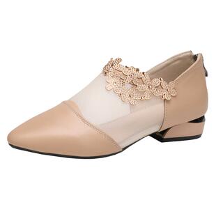 真皮女鞋春夏季软皮单鞋2025新款包头凉鞋平底镂空网鞋大码41-43