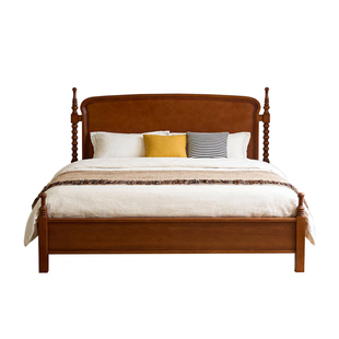 美式全实木床1米8双人带储物法式复古风高端主卧婚床星空高脚大床