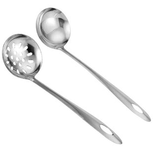 不锈钢汤勺小勺子漏勺火锅勺家用加厚大汤勺架圆头尖头煎铲炒菜铲