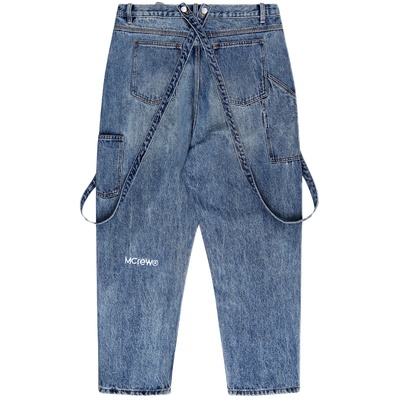 CABEAR秋冬新品旧宽腿背带牛仔裤