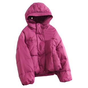 纯色防水宽松H型廓形连帽肯豆风加厚短外套长袖百搭女羽绒服H840