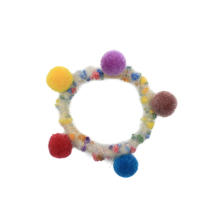 撞色毛球发绳可爱百搭发圈头绳毛线编织皮筋扎马尾发饰少女头饰品