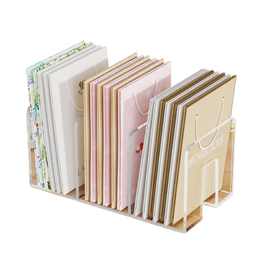 纸袋收纳筐放奶茶袋包装袋收纳盒服装店袋子主机柜大容量收纳神器