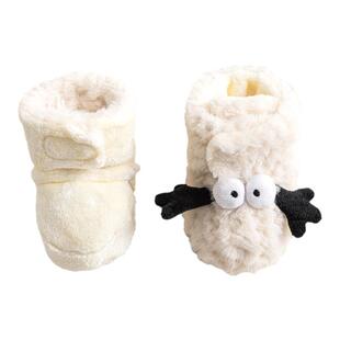 学步鞋地板鞋袜子秋冬加厚保暖婴儿新生儿宝宝软底防滑眼睛牵手绒