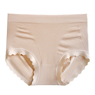 美宅内裤女士中腰收腹提臀无痕无缝大码三角裤桑蚕丝抑菌裆大红色