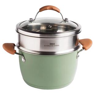 川岛屋蒸锅家用2026新款不锈钢电磁炉燃气灶专用汤锅带蒸笼煮炖锅