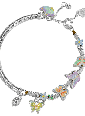 吴越老银铺蝴蝶纯银手链高级手串