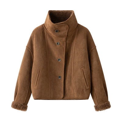 羊羔毛麂皮皮毛一体双面穿外套女