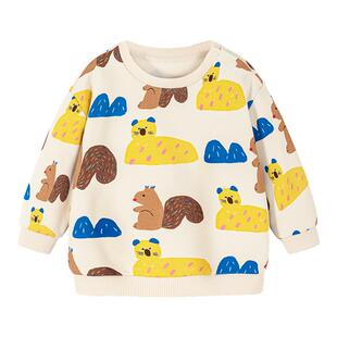 迷你巴拉巴拉男女童卫衣儿童宝宝内里加绒发热保暖上衣秋冬季新款