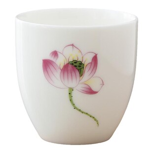 100毫升荷花品茗杯德化羊脂玉白瓷家用茶杯功夫茶具主人杯二两杯