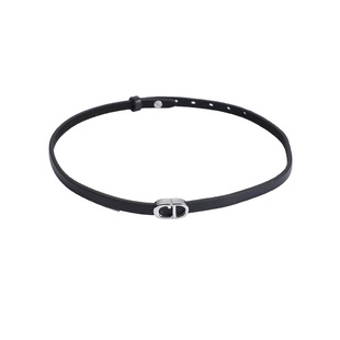 DIGU真皮！气质纯欲字母CD项圈小众设计感简约百搭皮革项链choker