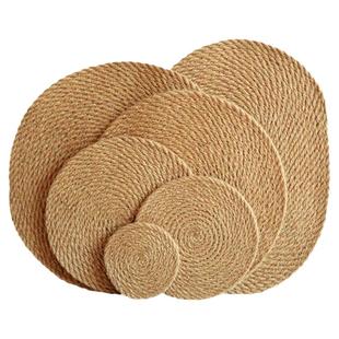 亚麻草编隔热垫防烫防滑静音餐桌垫花瓶碗盘垫子盘垫餐垫茶水杯垫