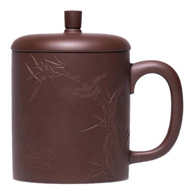 宜兴紫砂带盖大容量女士清风茶杯