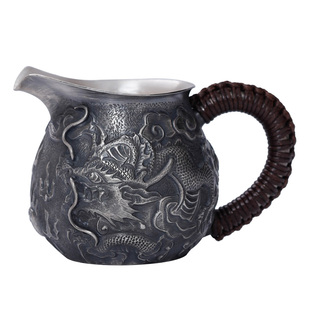 乔师傅纯银公道杯999纯银泡茶壶茶具倒水茶海公平杯分茶器龙蛋壶