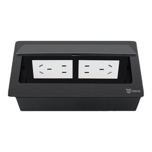 弹起式桌面插座二位五孔嵌入式网络高清黑色音频多媒体阻尼桌插