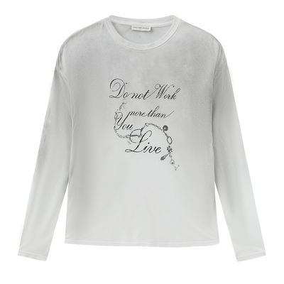 SNU 兰精天丝圆领长袖T恤女春夏慵懒风宽松显瘦轻薄微透罩衫上衣