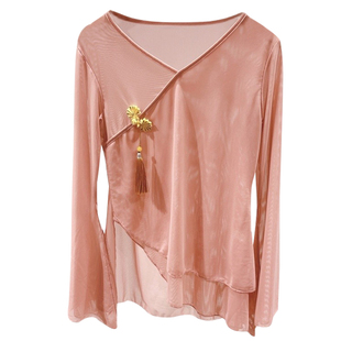 古典舞纱衣身韵新款演出服女飘逸中国风仙女基训练功服舞蹈上衣女