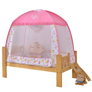 小床蚊帐儿童蒙古包防摔加厚三开门88*168CM婴儿拼接床尾100*180