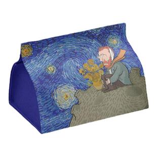 可爱梵高 布艺纸巾盒创意棉麻客厅家用车用抽纸套餐巾纸盒抽纸盒
