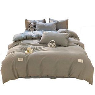 加厚原棉磨毛双拼被套可水洗四件套100亲肤柔软学生宿舍家用被罩