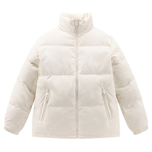 【商场同款】太平鸟男装冬季潮流提花满印面包服立领白色羽绒服