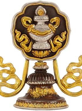 藏村尼泊尔手工鎏金鎏银八吉祥摆件家居用品吉祥结海螺中式摆件