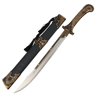 龙泉古羽刀剑鸱吻战刀短刀高锰钢金属柄弯刀霸气大刀装饰刀未开刃