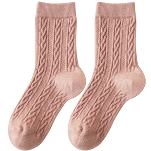 羊毛袜子女秋冬季中筒袜加厚加绒款长筒棉袜长袜冬天保暖羊绒高筒