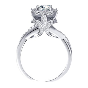 正品莫桑石钻戒女复古奢华925纯镀18K白金结婚仿真钻戒王室庄园