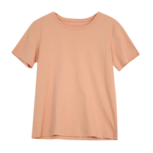 谷家 100%纯棉简约超百搭短袖T恤女 文艺清新圆领上衣夏 柔软舒适