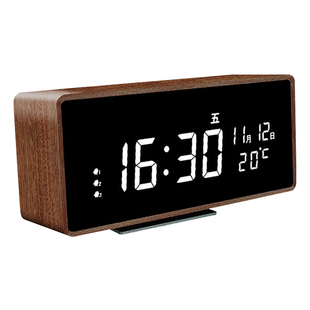 桌面时钟电子智能闹钟高颜值客厅摆件钟表摆放台式木质蓝牙音箱