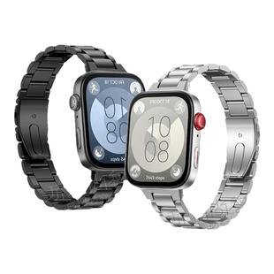 适用华为watch fit4手表三珠不锈钢4pro表带运动智能手环FIT3男士夏天金属表链女生手链高级感