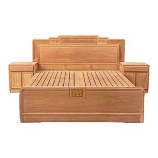 红木家具 缅甸花梨中式1.8米双人红木床 大果紫檀国色天香原木床