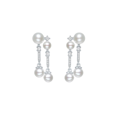 周六福耳钉女珍珠耳饰S925银高级感小众送女友本命年礼物