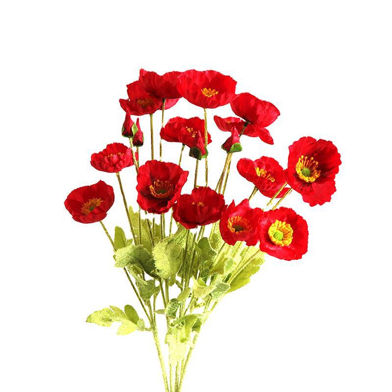 虞美人仿真花罂粟花假花婚庆插花客厅摆设装饰拍照道具件 一份5支
