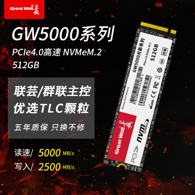 长城GW5000带缓存2TB固态硬盘1TB台式机笔记本M.2硬盘PCle4.0NVME