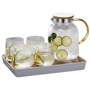 加厚冷水壶耐高温玻璃水壶家用大容量花茶壶凉水杯凉水壶套装