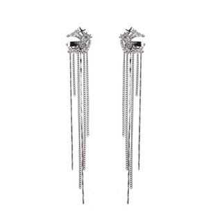 月亮星芒锆石流苏耳挂耳夹女超闪无耳洞耳饰小众高级感耳骨夹耳环