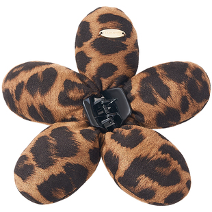 兰诺豹纹花朵抓夹女可拆卸发圈高级感2026新款小号发量少半扎发夹