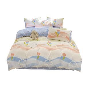 洁丽雅高克重亲肤水洗单被套印花被芯套家用宿舍男女非全棉被罩