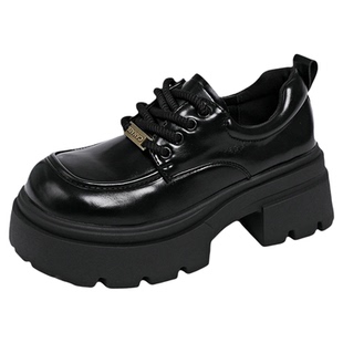 踩屎感英伦风厚底乐福鞋女春季皮面防水黑色小皮鞋百搭配裙子单鞋