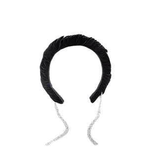 L9000/隐秘黑后挂式发箍女经典法式丝绒水钻流苏发饰洋气公主发卡