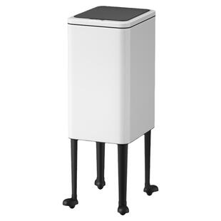 垃圾桶家用厨房专用免弯腰可移动带盖按压式大容量不锈钢高脚带轮