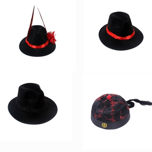 古装摄影道具婚庆上海滩男士大沿礼帽婚纱影楼新郎帽中式结婚帽子