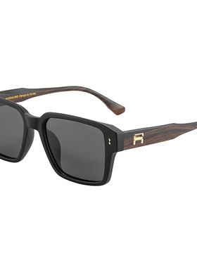 川久保玲方框偏光墨镜男木纹镜腿