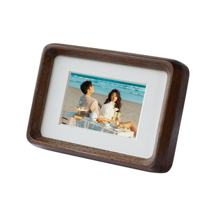 黑胡桃木高端圆角相框实木榫卯摆台打印加洗照片高级原木画框定制