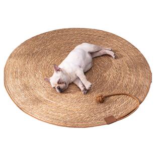 宠物凉席编织垫子猫抓垫自嗨球一体狗狗夏季睡垫耐磨耐抓四季通用