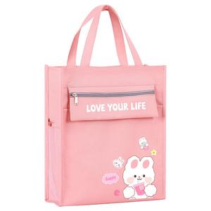 补习袋手提袋拎书袋小学生用女孩书包拉链文件袋帆布包美术袋男生作业试卷收纳袋子大容量儿童学习补课包定制