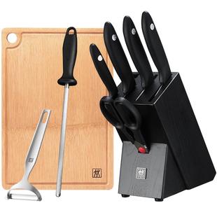 双立人黑刀架刀具中片刀厨房全套刀具套装菜刀多用刀水果刀插刀架