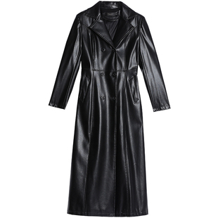 2025春秋新款海宁真皮皮衣女中长款过膝绵羊皮风衣加棉修身外套潮